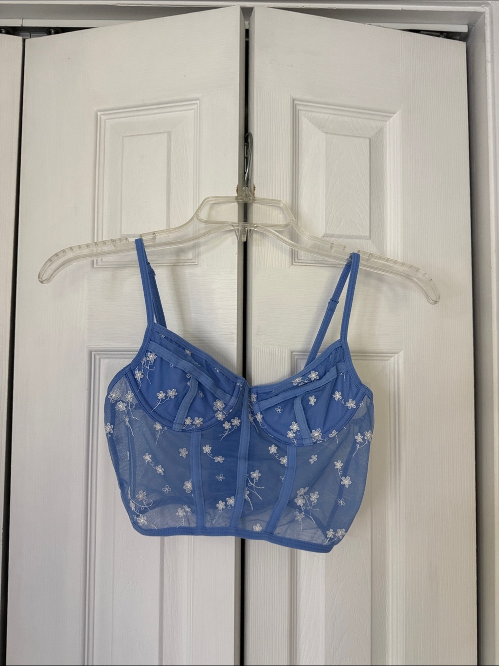 Blue Floral Mesh Bralette